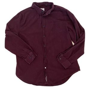 Five Four Mens Shirt XL Button Front Burgundy Long Sleeve Cotton
